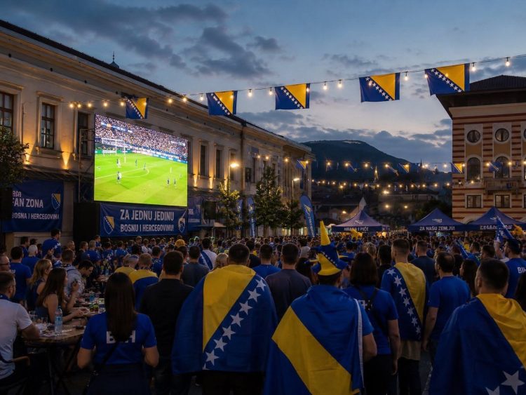 Musala u bojama Bosne i Hercegovine: Mostarci zajedno bodre Zmajeve protiv Kanade