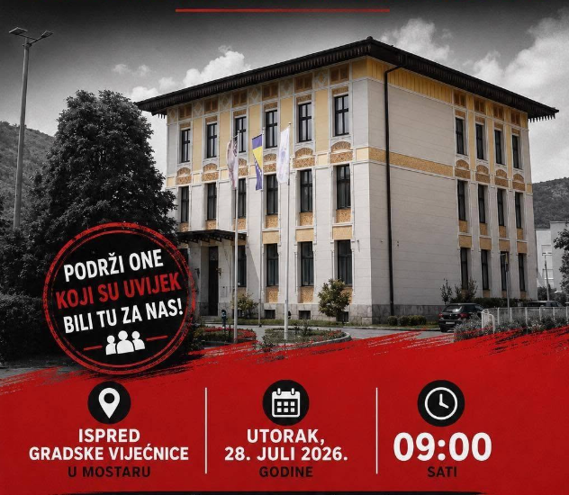 Najavljeno okupljanje u znak podrške otpuštenim radnicima JP Komunalno Mostar na dan sjednice Gradskog vijeća