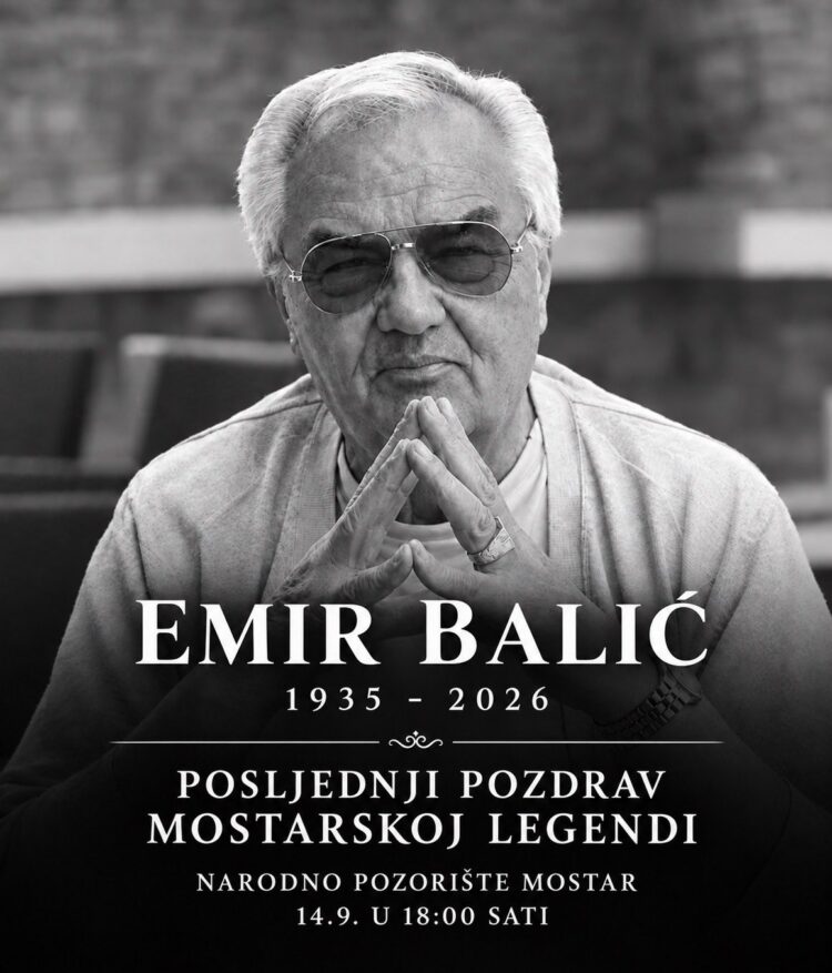Mostar se oprašta od legende: Komemoracija Emiru Baliću u ponedjeljak u Narodnom pozorištu Mostar